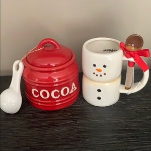 Cocoa Canister & Snowman Cocoa Mug with Spoon